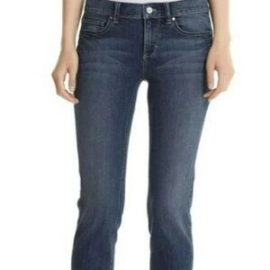 WHITE HOUSE BLACK MARKET BLUE CLASSIC CAPRI STRETCH WOMAN JEANS SIZE: BLANC 10